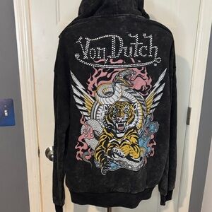 Von Dutch Rhinestone Cobra Tiger Hoodie
